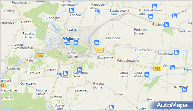 mapa Brzozówka gmina Wolbrom, Brzozówka gmina Wolbrom na mapie Targeo