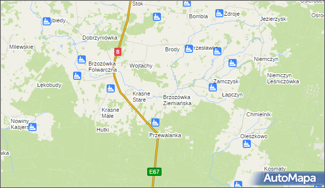 mapa Brzozówka Ziemiańska, Brzozówka Ziemiańska na mapie Targeo