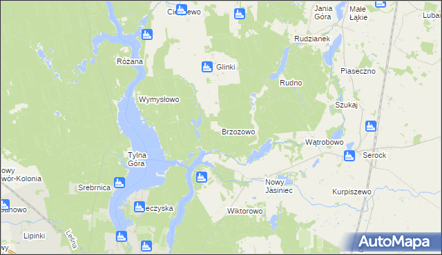 mapa Brzozowo gmina Koronowo, Brzozowo gmina Koronowo na mapie Targeo