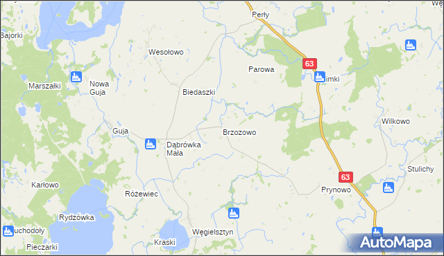 mapa Brzozowo gmina Węgorzewo, Brzozowo gmina Węgorzewo na mapie Targeo