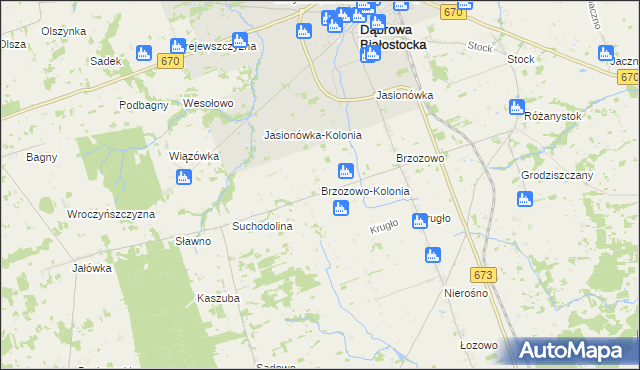 mapa Brzozowo-Kolonia, Brzozowo-Kolonia na mapie Targeo