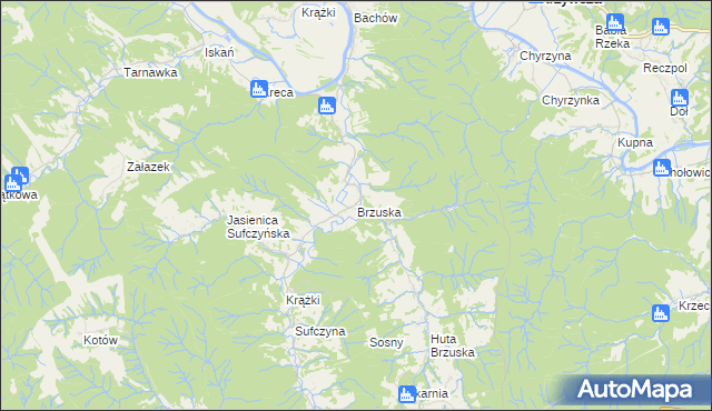 mapa Brzuska, Brzuska na mapie Targeo