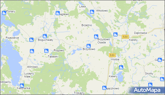 mapa Brzydowo gmina Świątki, Brzydowo gmina Świątki na mapie Targeo