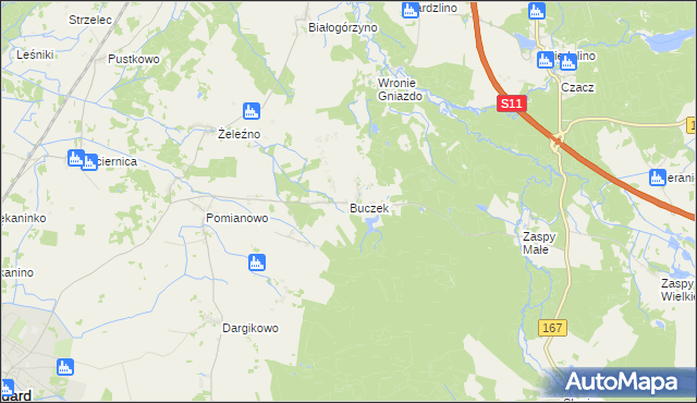 mapa Buczek gmina Białogard, Buczek gmina Białogard na mapie Targeo