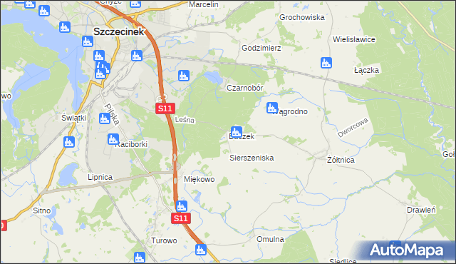 mapa Buczek gmina Szczecinek, Buczek gmina Szczecinek na mapie Targeo