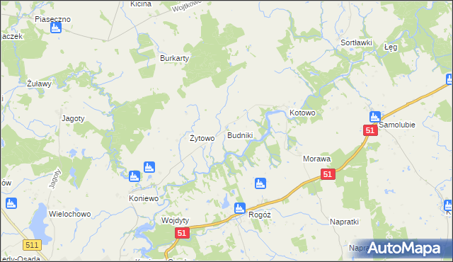 mapa Budniki, Budniki na mapie Targeo