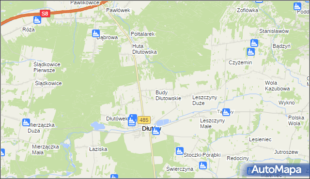 mapa Budy Dłutowskie, Budy Dłutowskie na mapie Targeo