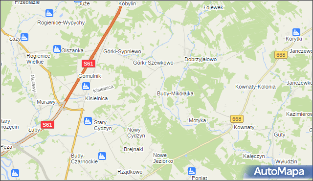 mapa Budy-Mikołajka, Budy-Mikołajka na mapie Targeo