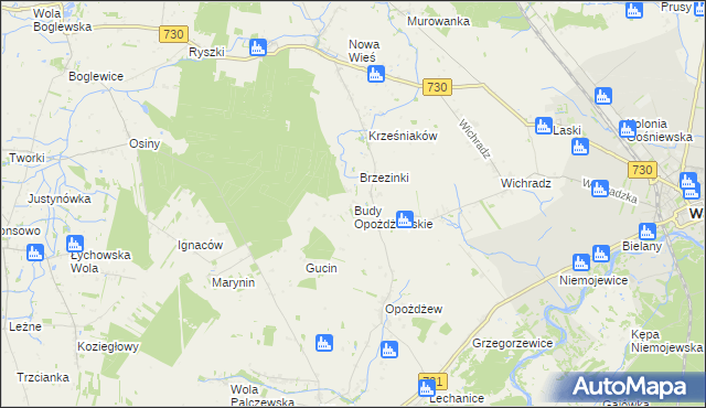 mapa Budy Opożdżewskie, Budy Opożdżewskie na mapie Targeo