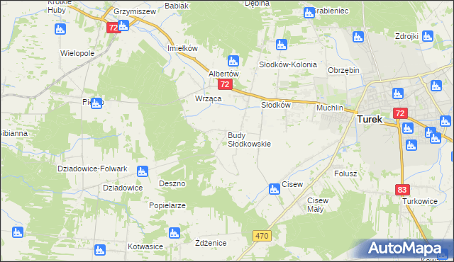 mapa Budy Słodkowskie, Budy Słodkowskie na mapie Targeo