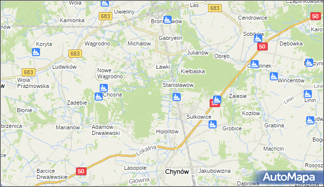 mapa Budy Sułkowskie gmina Chynów, Budy Sułkowskie gmina Chynów na mapie Targeo