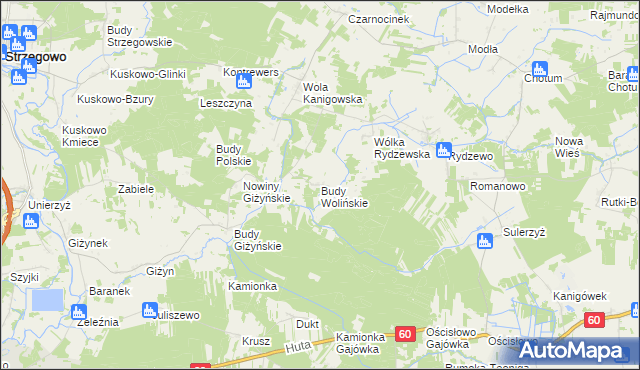 mapa Budy Wolińskie, Budy Wolińskie na mapie Targeo