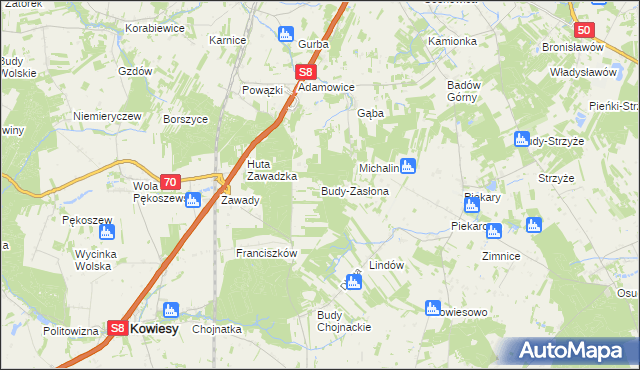 mapa Budy-Zasłona, Budy-Zasłona na mapie Targeo