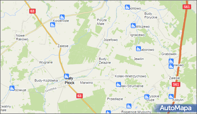 mapa Budy Żelazne, Budy Żelazne na mapie Targeo