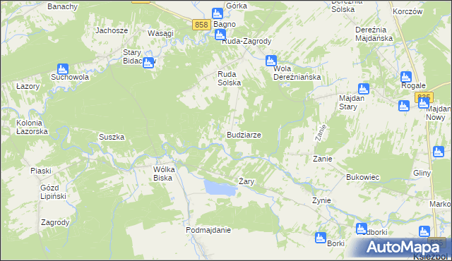 mapa Budziarze, Budziarze na mapie Targeo