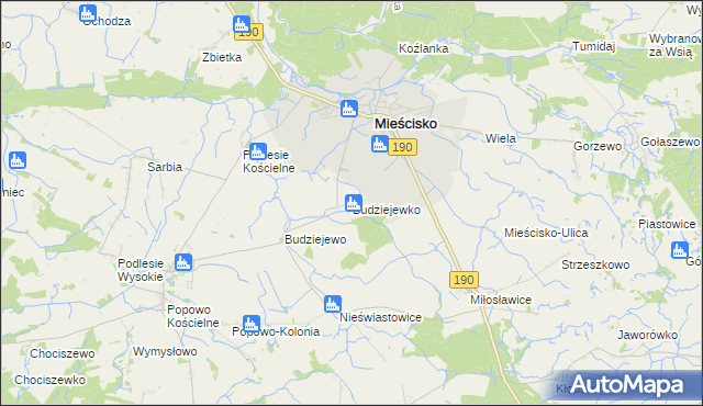 mapa Budziejewko, Budziejewko na mapie Targeo