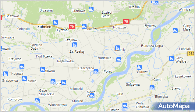 mapa Budziska gmina Łubnice, Budziska gmina Łubnice na mapie Targeo
