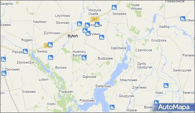 mapa Budzisław gmina Bytoń, Budzisław gmina Bytoń na mapie Targeo