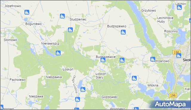 mapa Budziszewice gmina Skoki, Budziszewice gmina Skoki na mapie Targeo