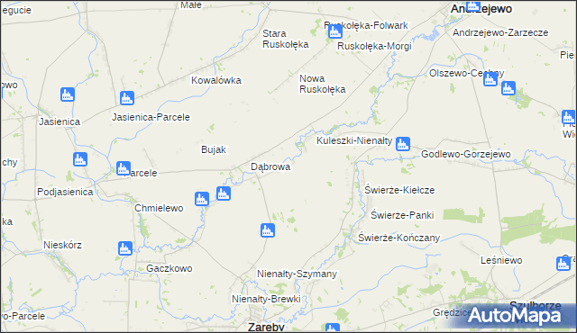 mapa Budziszewo gmina Zaręby Kościelne, Budziszewo gmina Zaręby Kościelne na mapie Targeo