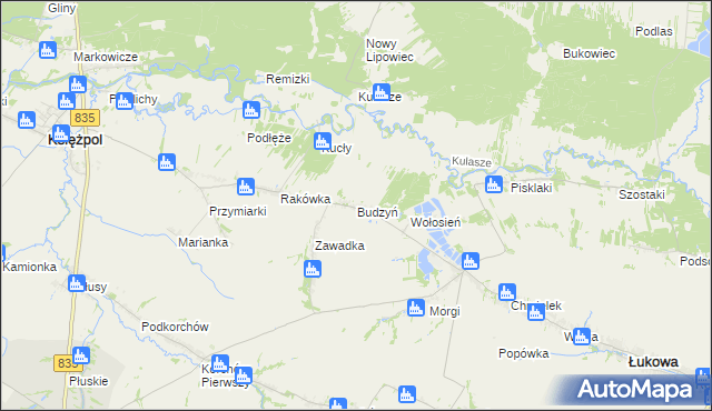 mapa Budzyń gmina Księżpol, Budzyń gmina Księżpol na mapie Targeo