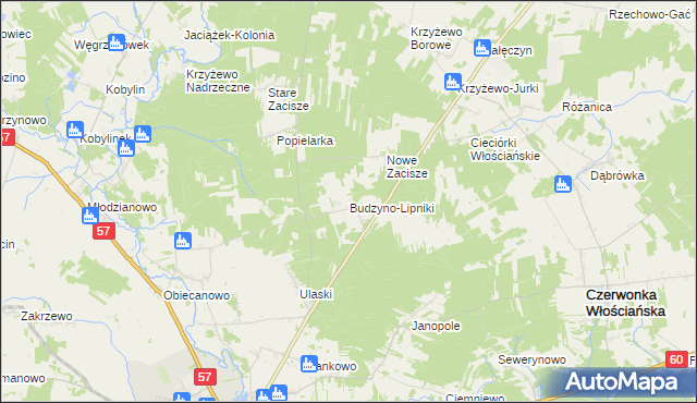 mapa Budzyno-Lipniki, Budzyno-Lipniki na mapie Targeo