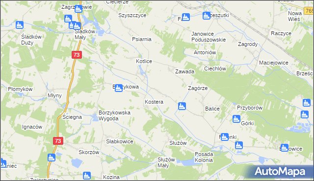 mapa Bugaj gmina Gnojno, Bugaj gmina Gnojno na mapie Targeo