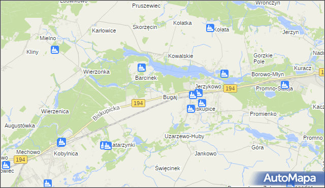 mapa Bugaj gmina Pobiedziska, Bugaj gmina Pobiedziska na mapie Targeo