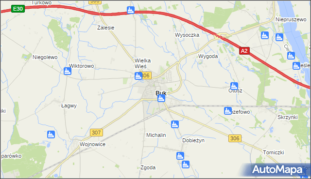 mapa Buk powiat poznański, Buk powiat poznański na mapie Targeo