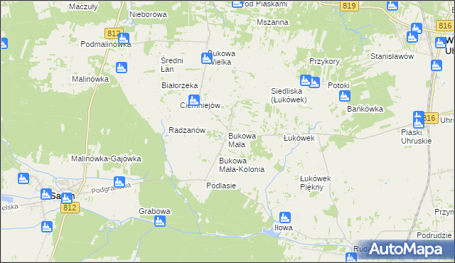 mapa Bukowa Mała, Bukowa Mała na mapie Targeo