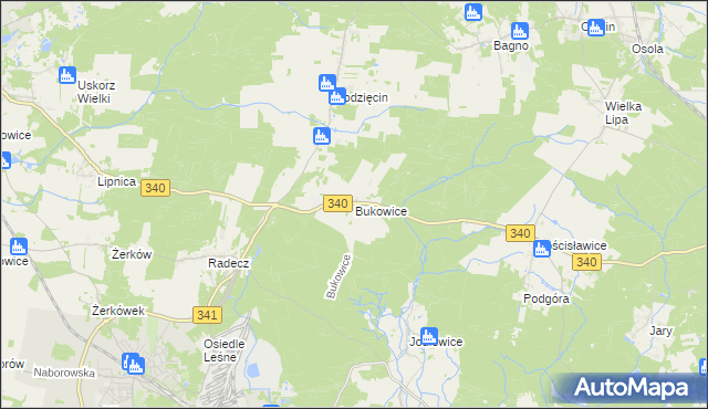 mapa Bukowice gmina Brzeg Dolny, Bukowice gmina Brzeg Dolny na mapie Targeo