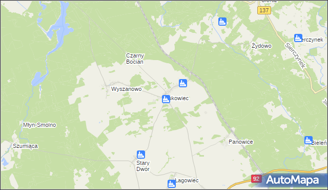 mapa Bukowiec gmina Międzyrzecz, Bukowiec gmina Międzyrzecz na mapie Targeo