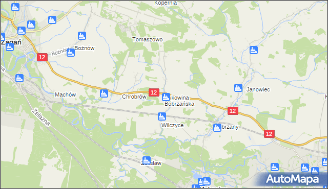 mapa Bukowina Bobrzańska, Bukowina Bobrzańska na mapie Targeo