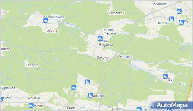 mapa Bukowo gmina Murów, Bukowo gmina Murów na mapie Targeo