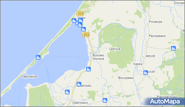 mapa Bukowo Morskie, Bukowo Morskie na mapie Targeo