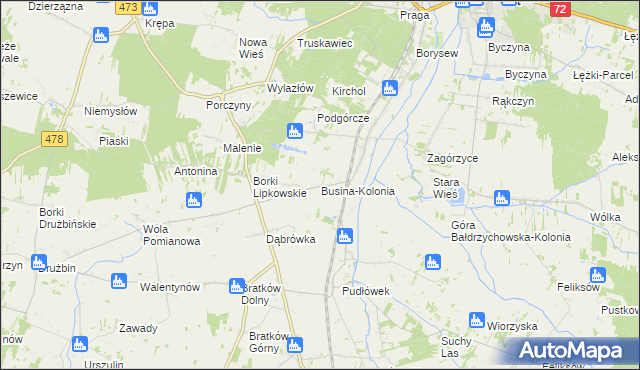 mapa Busina-Kolonia, Busina-Kolonia na mapie Targeo