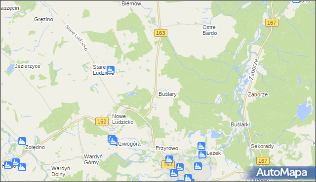 mapa Buślary, Buślary na mapie Targeo