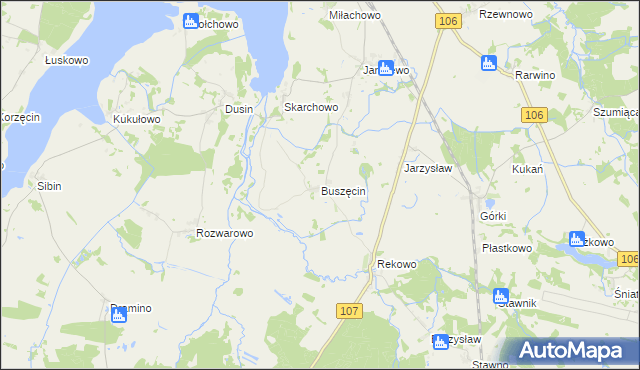 mapa Buszęcin, Buszęcin na mapie Targeo