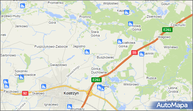 mapa Buszkówiec, Buszkówiec na mapie Targeo