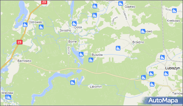 mapa Buszów gmina Lubiszyn, Buszów gmina Lubiszyn na mapie Targeo