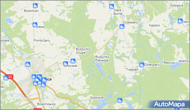 mapa Buszynko Pierwsze, Buszynko Pierwsze na mapie Targeo