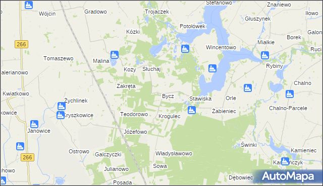 mapa Bycz gmina Piotrków Kujawski, Bycz gmina Piotrków Kujawski na mapie Targeo