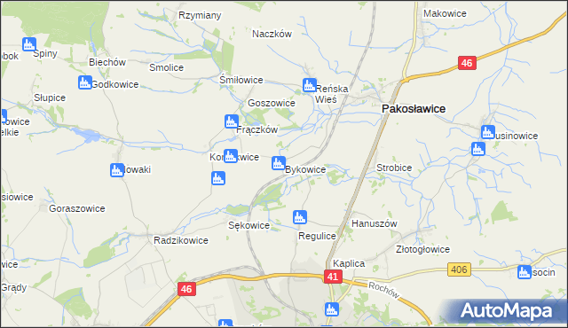 mapa Bykowice, Bykowice na mapie Targeo