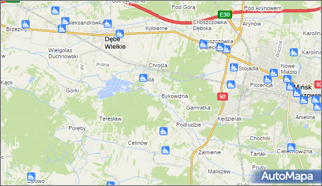 mapa Bykowizna, Bykowizna na mapie Targeo