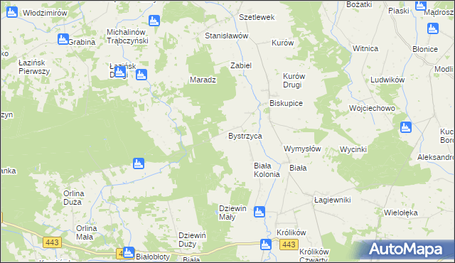 mapa Bystrzyca gmina Grodziec, Bystrzyca gmina Grodziec na mapie Targeo