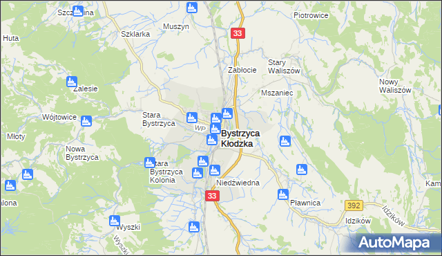 mapa Bystrzyca Kłodzka, Bystrzyca Kłodzka na mapie Targeo