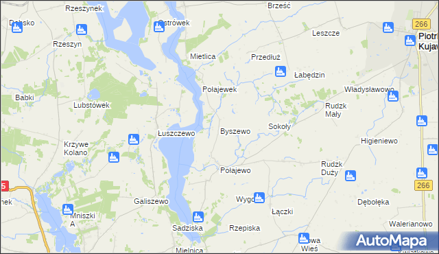 mapa Byszewo gmina Piotrków Kujawski, Byszewo gmina Piotrków Kujawski na mapie Targeo