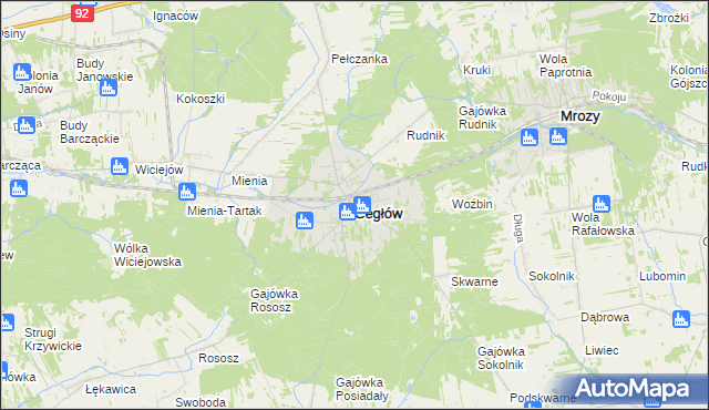 mapa Cegłów powiat miński, Cegłów powiat miński na mapie Targeo