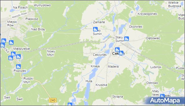 mapa Cekcynek, Cekcynek na mapie Targeo