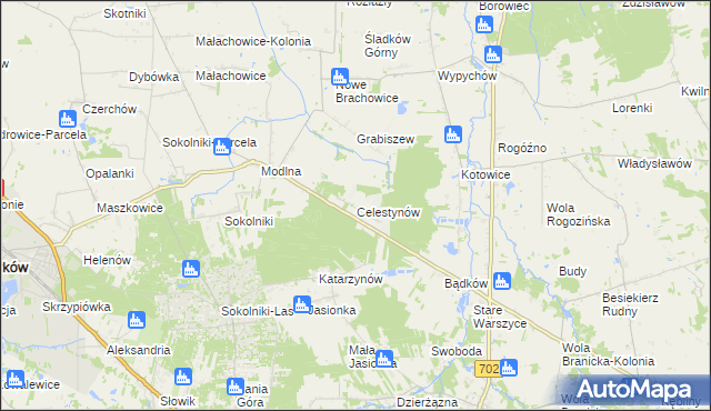 mapa Celestynów gmina Ozorków, Celestynów gmina Ozorków na mapie Targeo